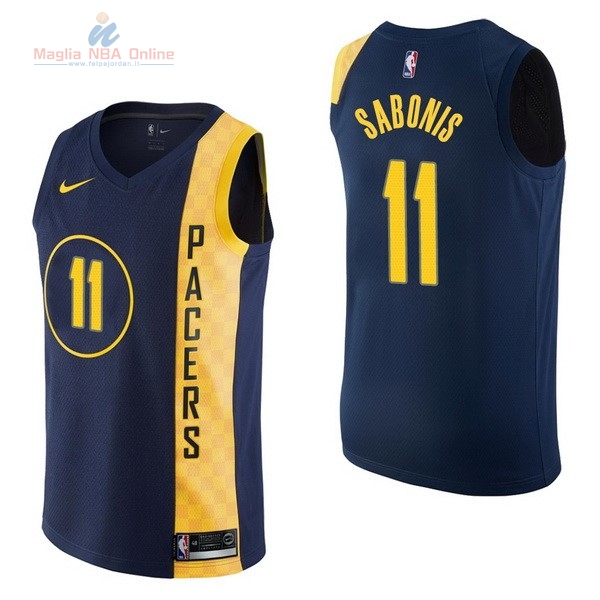 Acquista Maglia NBA Nike Indiana Pacers #11 Domantas Sabonis Nike Marino Città