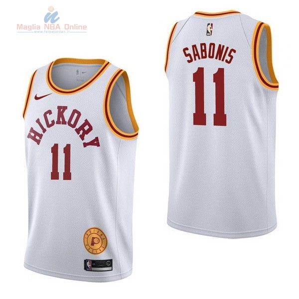 Acquista Maglia NBA Nike Indiana Pacers #11 Domantas Sabonis Retro Bianco