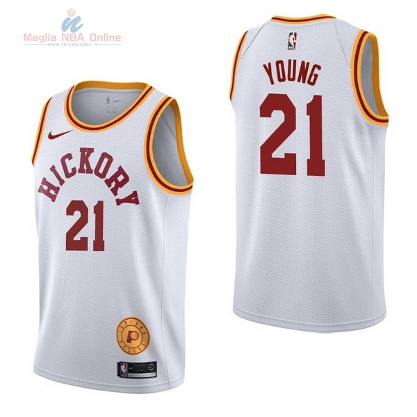 Acquista Maglia NBA Nike Indiana Pacers #21 Thaddeus Young Retro Bianco