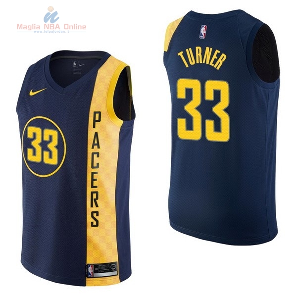 Acquista Maglia NBA Nike Indiana Pacers #33 Myles Turner Nike Marino Città