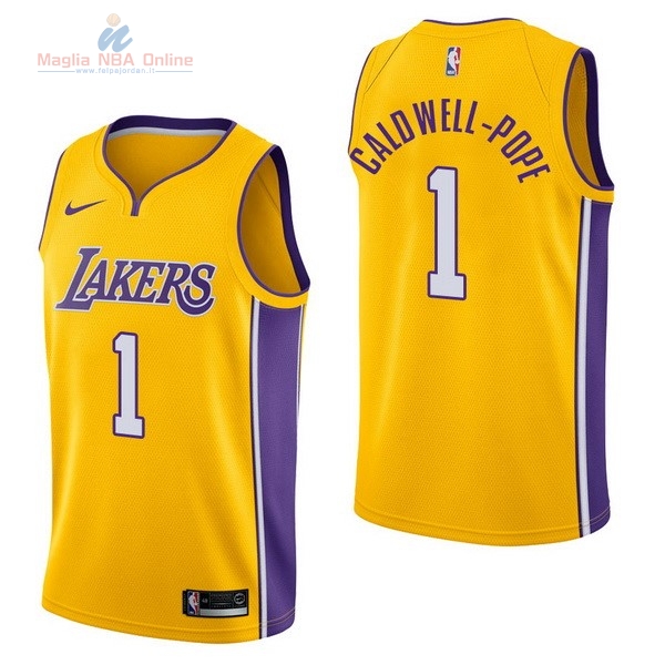 Acquista Maglia NBA Nike Los Angeles Lakers #1 Kentavious Caldwell Pope Giallo Icon