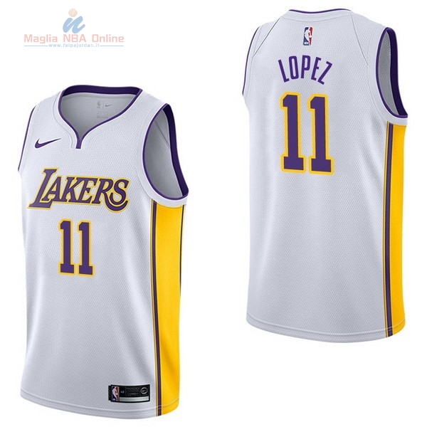 Acquista Maglia NBA Nike Los Angeles Lakers #11 Brook Lopez Bianco Association