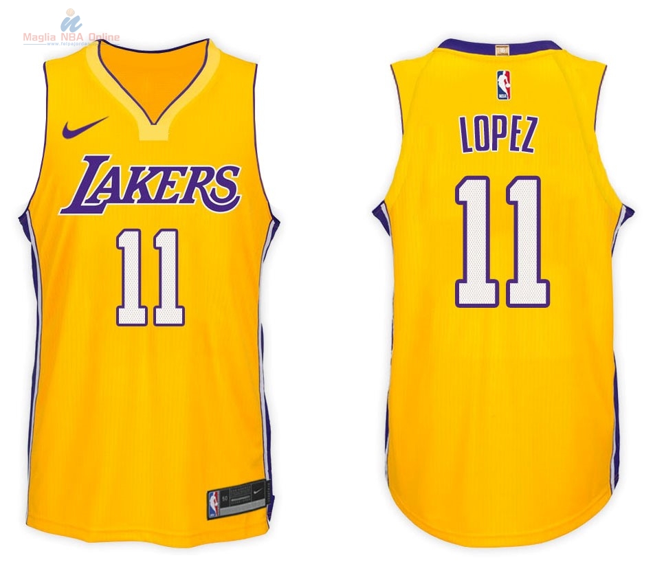 Acquista Maglia NBA Nike Los Angeles Lakers #11 Brook Lopez Giallo Icon