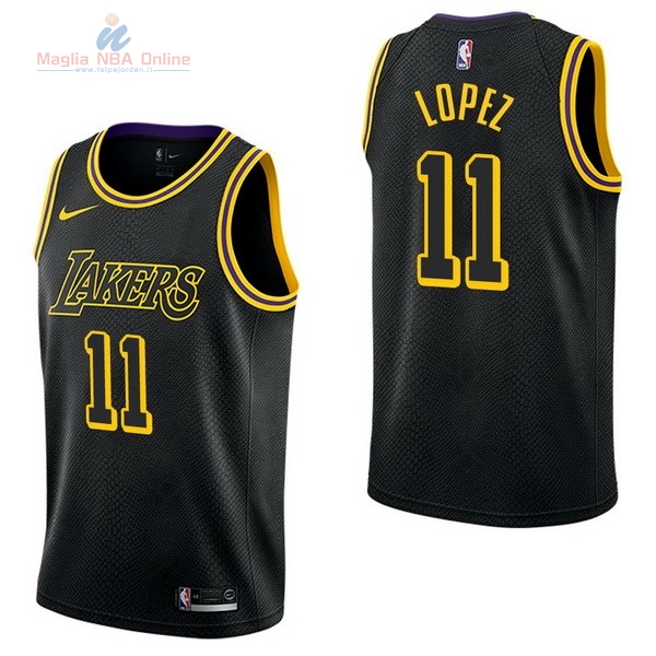 Acquista Maglia NBA Nike Los Angeles Lakers #11 Brook Lopez Nike Nero Città