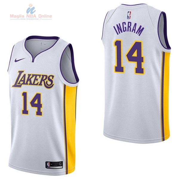Acquista Maglia NBA Nike Los Angeles Lakers #14 Brandon Ingram Bianco Association