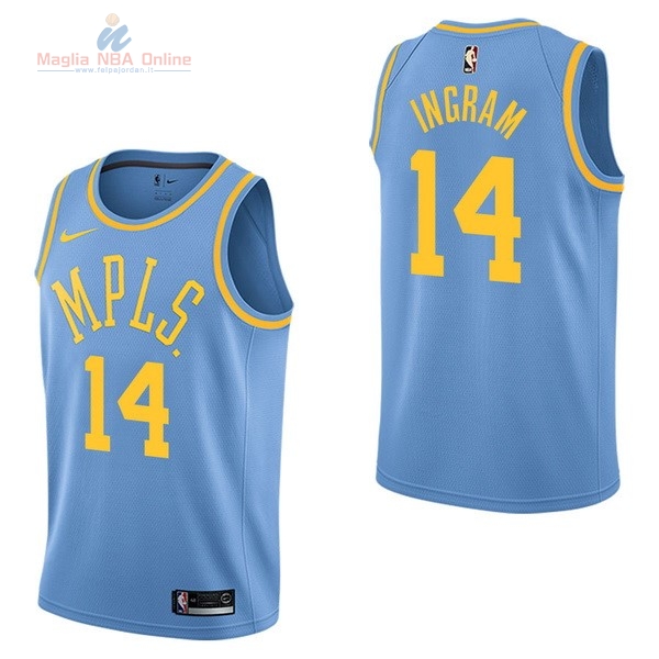 Acquista Maglia NBA Nike Los Angeles Lakers #14 Brandon Ingram Retro Blu