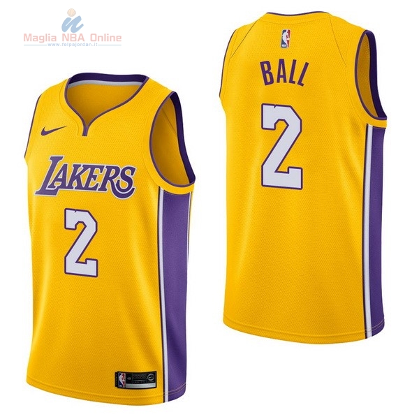 Acquista Maglia NBA Nike Los Angeles Lakers #2 Lonzo Ball Giallo Icon