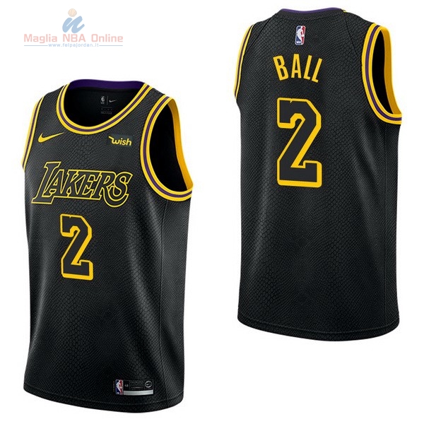 Acquista Maglia NBA Nike Los Angeles Lakers #2 Lonzo Ball Nero Città