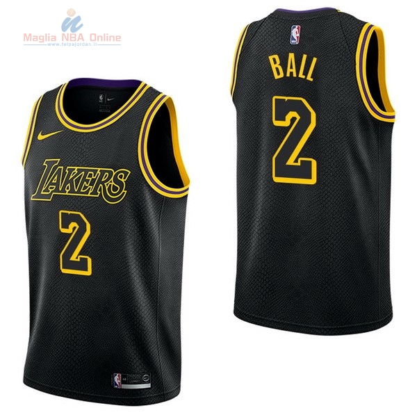 Acquista Maglia NBA Nike Los Angeles Lakers #2 Lonzo Ball Nike Nero Città