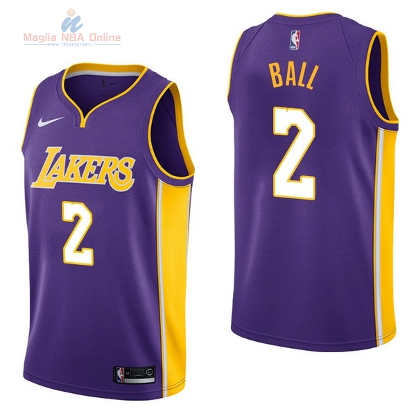Acquista Maglia NBA Nike Los Angeles Lakers #2 Lonzo Ball Porpora Statement
