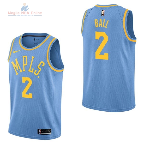 Acquista Maglia NBA Nike Los Angeles Lakers #2 Lonzo Ball Retro Blu