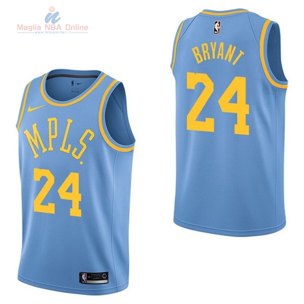 Acquista Maglia NBA Nike Los Angeles Lakers #24 Kobe Bryant Retro Blu