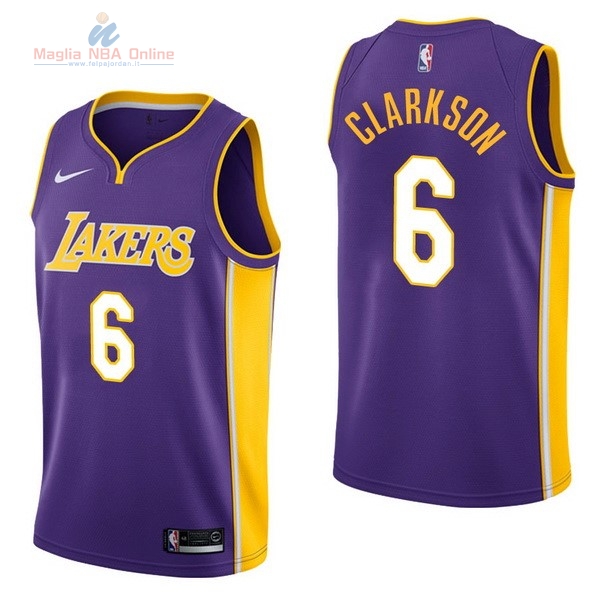 Acquista Maglia NBA Nike Los Angeles Lakers #6 Jordan Clarkson Porpora Statement