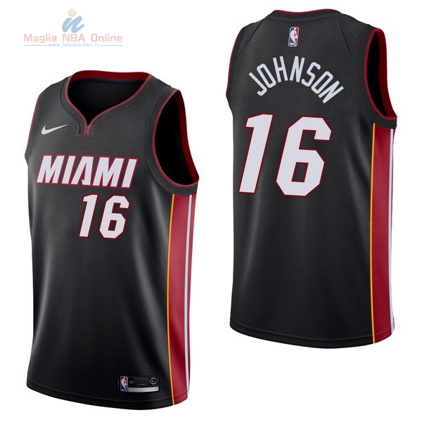Acquista Maglia NBA Nike Miami Heat #16 James Johnson Nero Icon