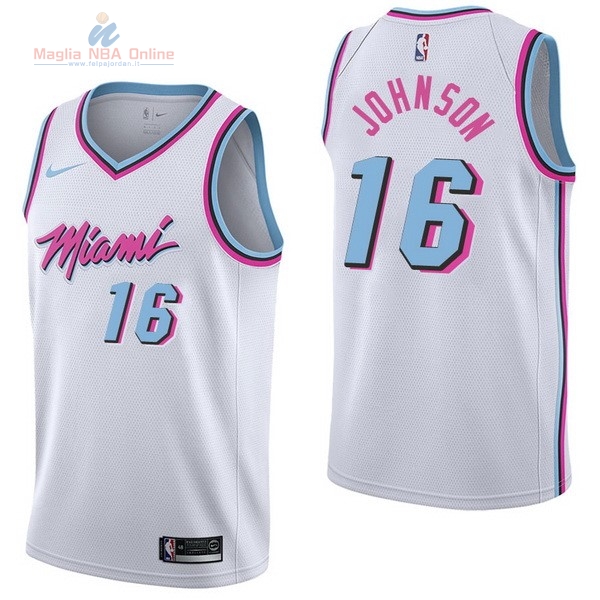 Acquista Maglia NBA Nike Miami Heat #16 James Johnson Nike Bianco Città