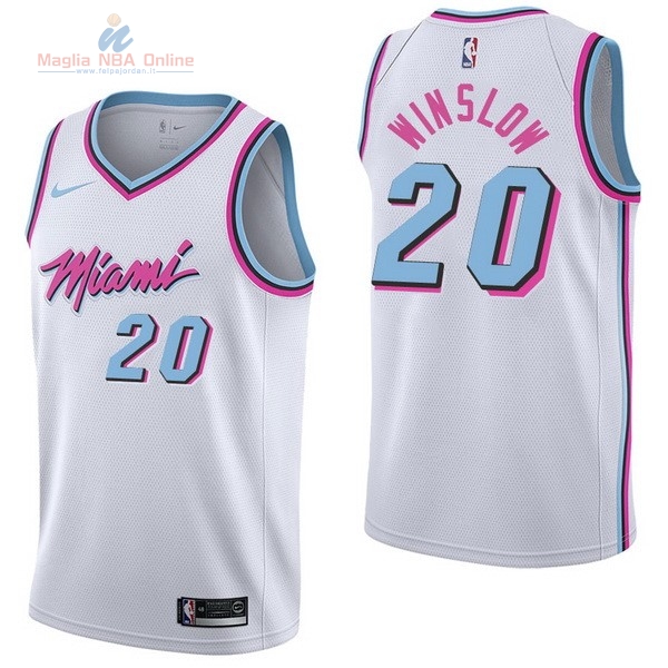 Acquista Maglia NBA Nike Miami Heat #20 Justise Winslow Nike Bianco Città