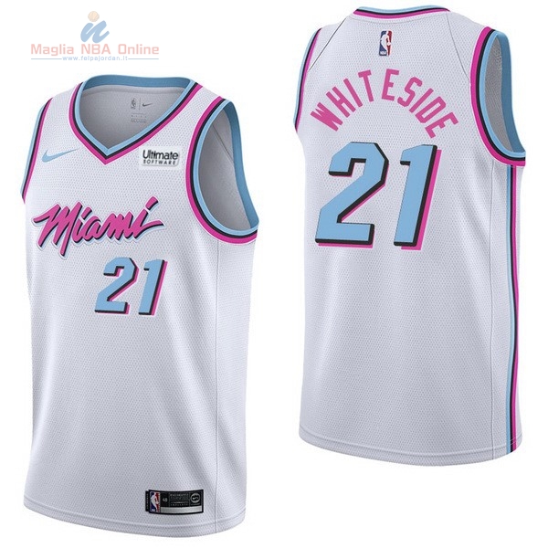 Acquista Maglia NBA Nike Miami Heat #21 Hassan Whiteside Bianco Città