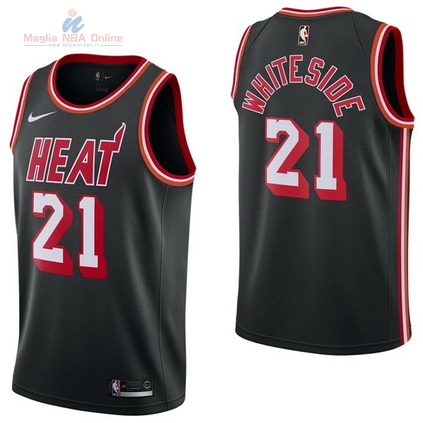 Acquista Maglia NBA Nike Miami Heat #21 Hassan Whiteside Nike Retro Nero