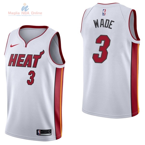 Acquista Maglia NBA Nike Miami Heat #3 Dwyane Wade Bianco Association