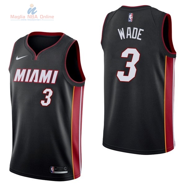 Acquista Maglia NBA Nike Miami Heat #3 Dwyane Wade Nero Icon