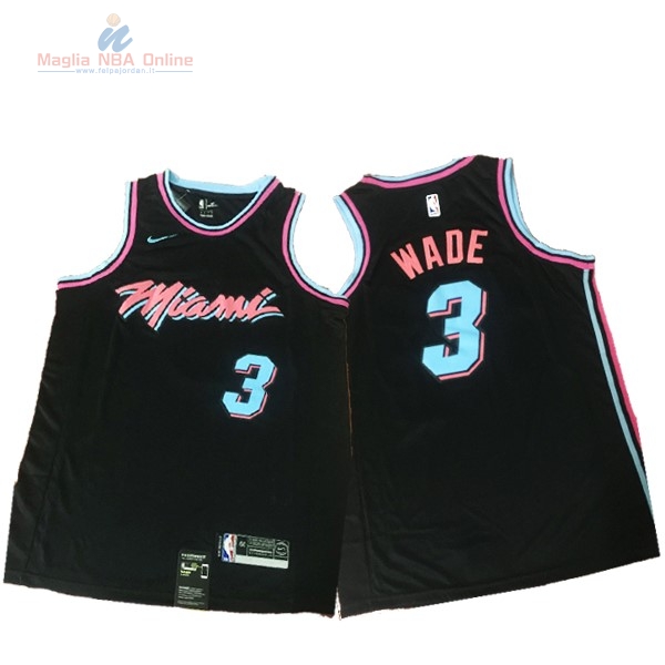 Acquista Maglia NBA Nike Miami Heat #3 Dwyane Wade Nike Nero Città