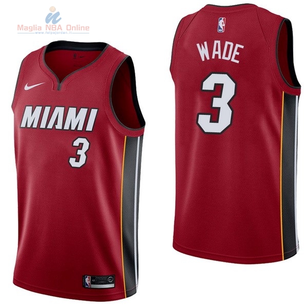 Acquista Maglia NBA Nike Miami Heat #3 Dwyane Wade Rosso Statement