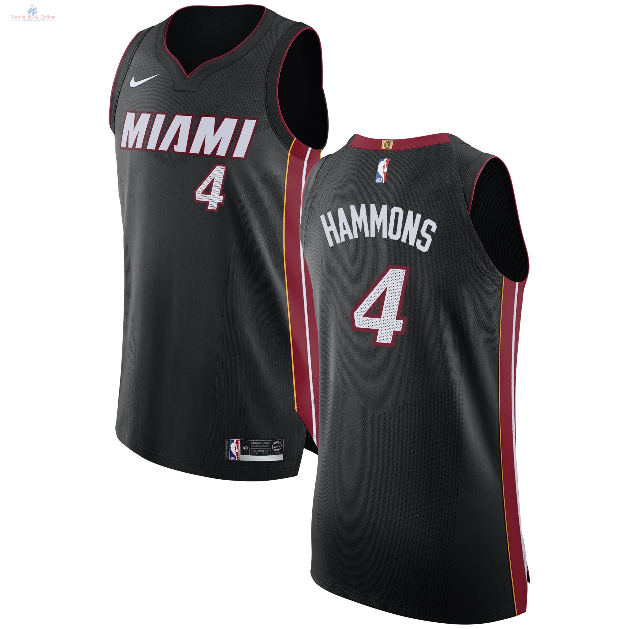 Acquista Maglia NBA Nike Miami Heat #4 AJ Hammons Nero Icon