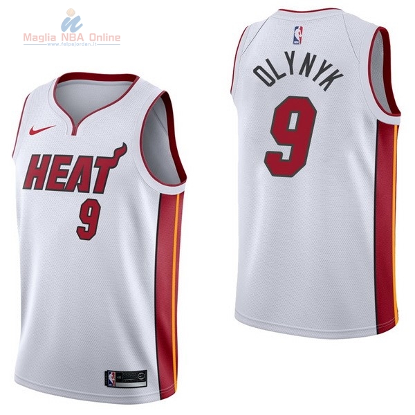 Acquista Maglia NBA Nike Miami Heat #9 Kelly Olynyk Bianco Association