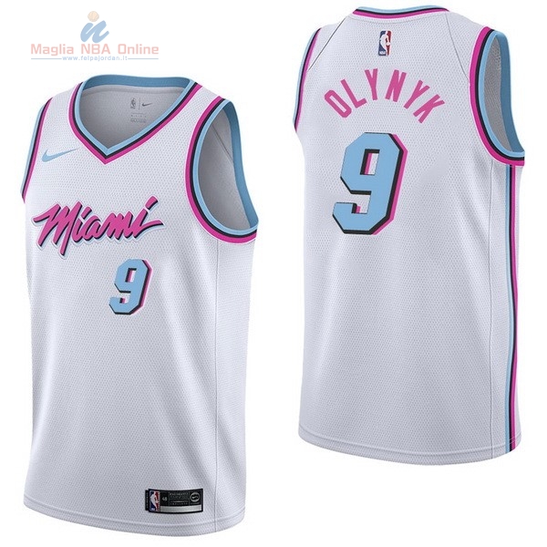 Acquista Maglia NBA Nike Miami Heat #9 Kelly Olynyk Nike Bianco Città