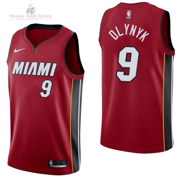 Acquista Maglia NBA Nike Miami Heat #9 Kelly Olynyk Rosso Statement