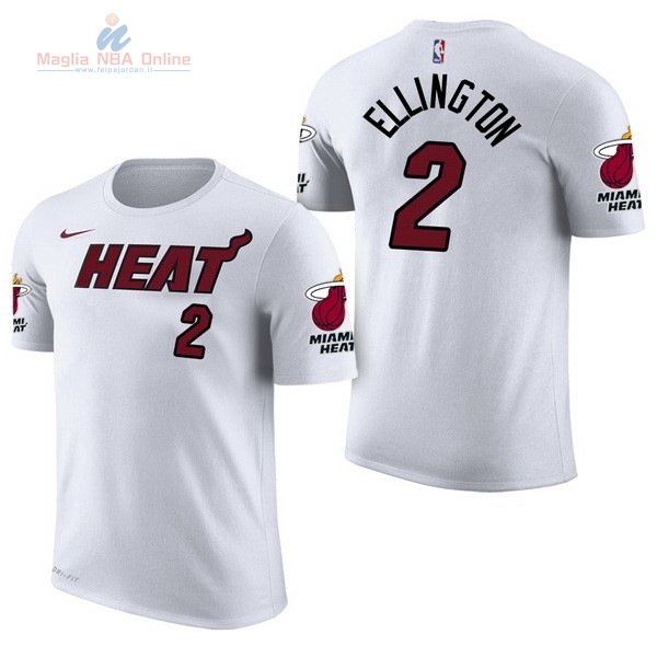 Acquista Maglia NBA Nike Miami Heat Manica Corta #2 Wayne Ellington Bianco