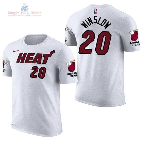 Acquista Maglia NBA Nike Miami Heat Manica Corta #20 Justise Winslow Bianco