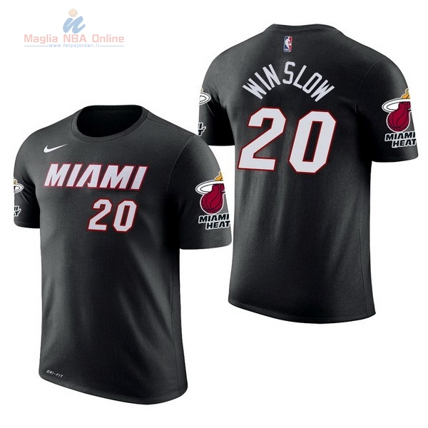 Acquista Maglia NBA Nike Miami Heat Manica Corta #20 Justise Winslow Nero