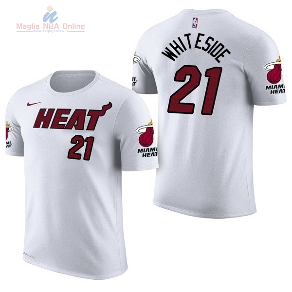 Acquista Maglia NBA Nike Miami Heat Manica Corta #21 Hassan Whiteside Bianco