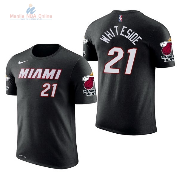 Acquista Maglia NBA Nike Miami Heat Manica Corta #21 Hassan Whiteside Nero