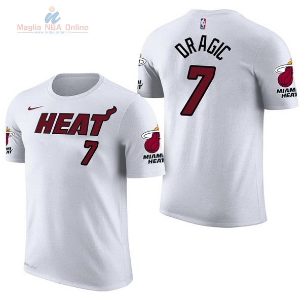 Acquista Maglia NBA Nike Miami Heat Manica Corta #7 Goran Dragic Bianco