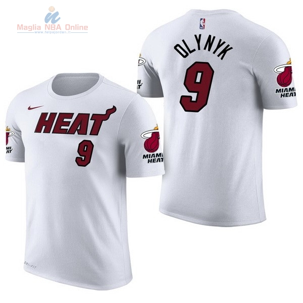 Acquista Maglia NBA Nike Miami Heat Manica Corta #9 Kelly Olynyk Bianco