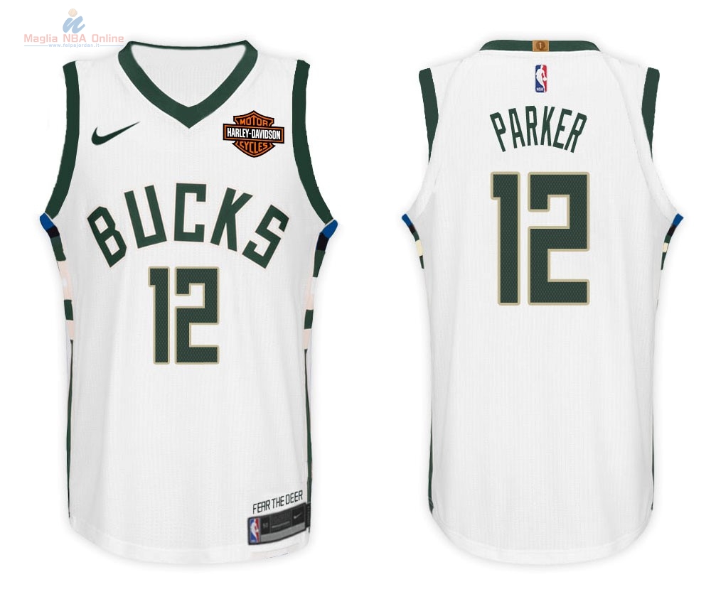 Acquista Maglia NBA Nike Milwaukee Bucks #12 Jabari Parker Bianco