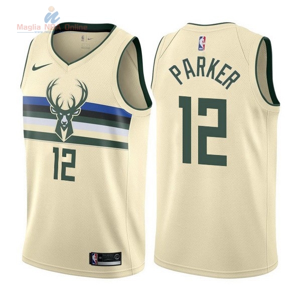 Acquista Maglia NBA Nike Milwaukee Bucks #12 Jabari Parker Nike Crema Città