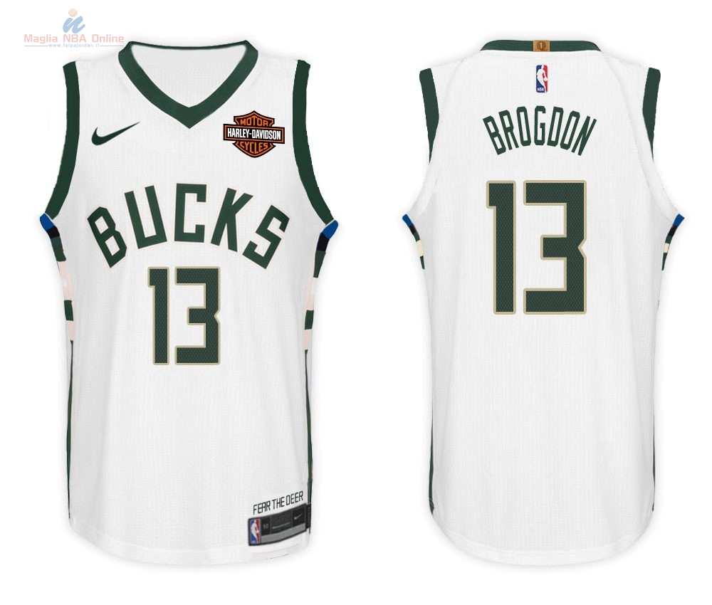 Acquista Maglia NBA Nike Milwaukee Bucks #13 Malcolm Brogdon Bianco