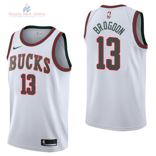 Acquista Maglia NBA Nike Milwaukee Bucks #13 Malcolm Brogdon Retro Bianco