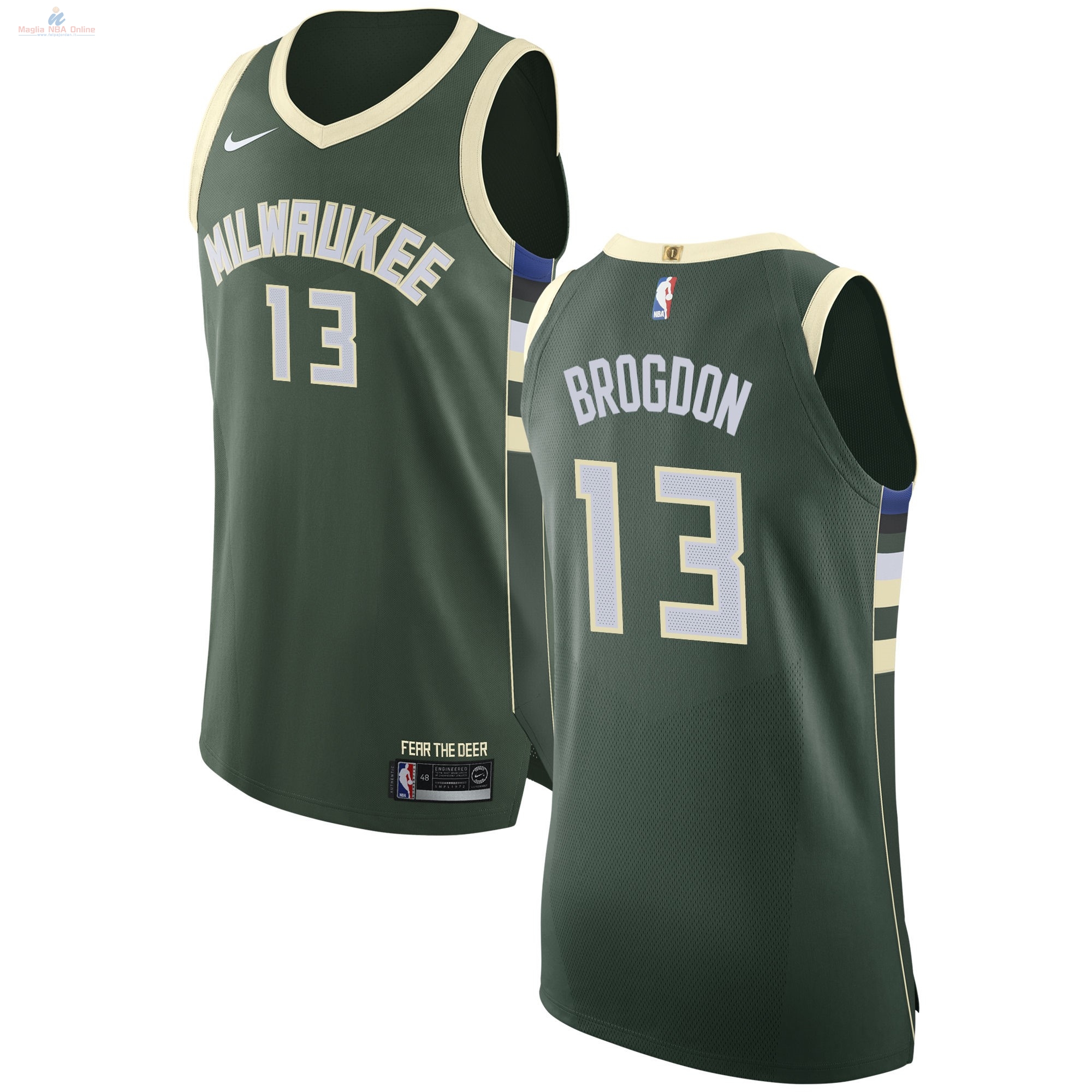Acquista Maglia NBA Nike Milwaukee Bucks #13 Malcolm Brogdon Verde Icon