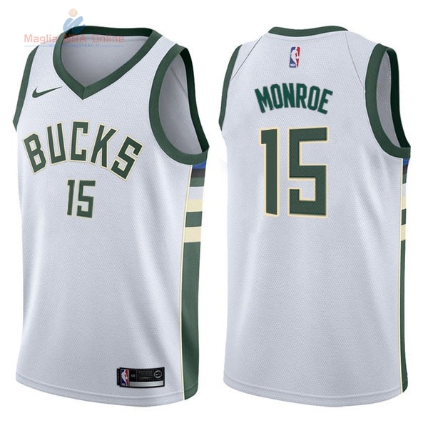 Acquista Maglia NBA Nike Milwaukee Bucks #15 Greg Monroe Bianco Association