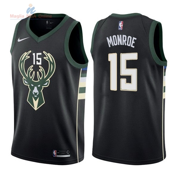 Acquista Maglia NBA Nike Milwaukee Bucks #15 Greg Monroe Nero Statement