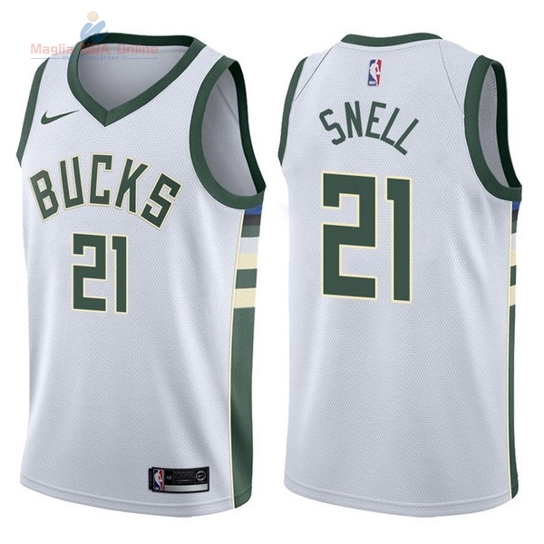 Acquista Maglia NBA Nike Milwaukee Bucks #21 Tony Snell Bianco Association