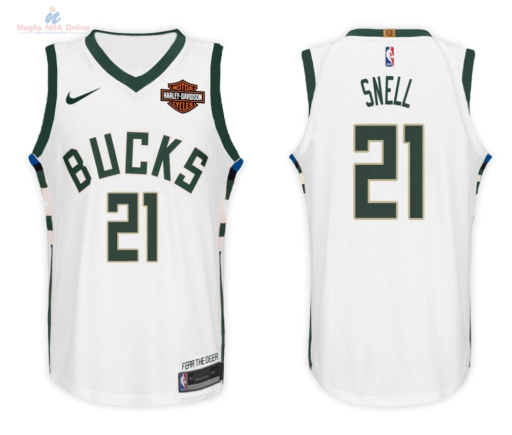 Acquista Maglia NBA Nike Milwaukee Bucks #21 Tony Snell Bianco
