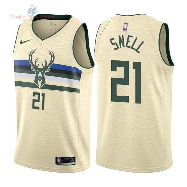 Acquista Maglia NBA Nike Milwaukee Bucks #21 Tony Snell Nike Crema Città