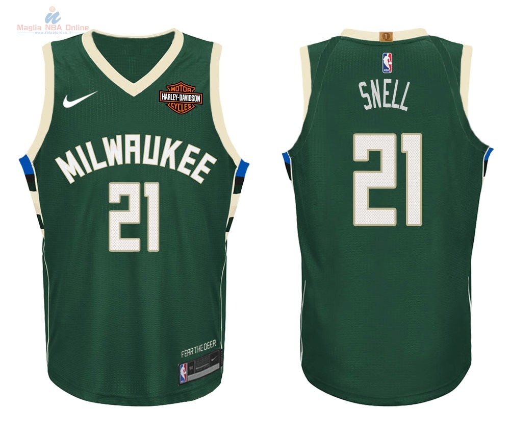 Acquista Maglia NBA Nike Milwaukee Bucks #21 Tony Snell Verde