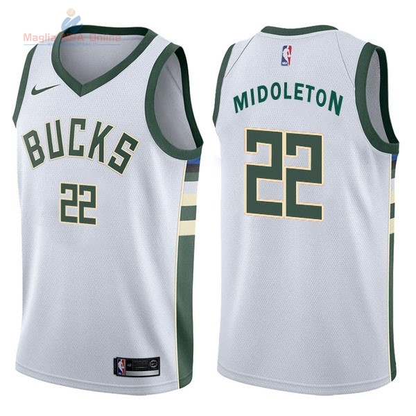 Acquista Maglia NBA Nike Milwaukee Bucks #22 Khris Middleton Bianco Association