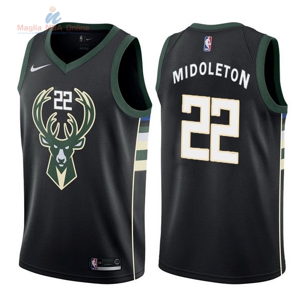 Acquista Maglia NBA Nike Milwaukee Bucks #22 Khris Middleton Nero Statement